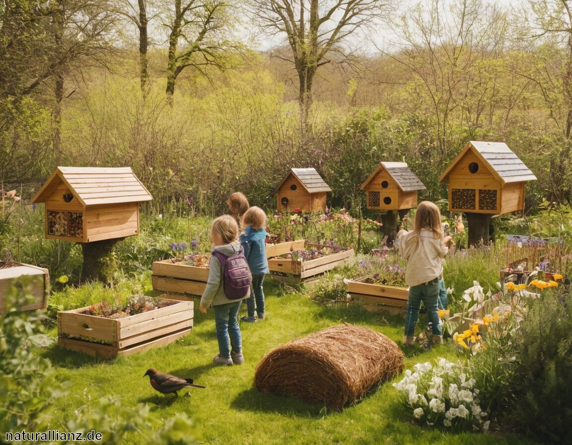 Insektenhotels und Nistkästen aufstellen   - Tiere im Garten beobachten und bestimmen