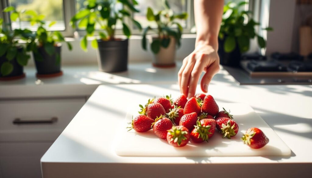 Erdbeeren schneiden Erdbeeren schneiden