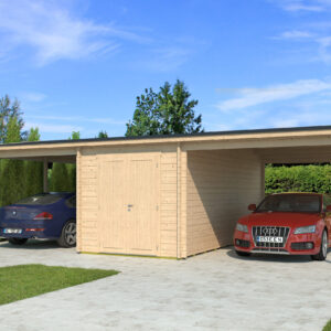 Gartenhausfabrik Doppel-Carport Hans 44, Abstellraum, Dicke 44 mm