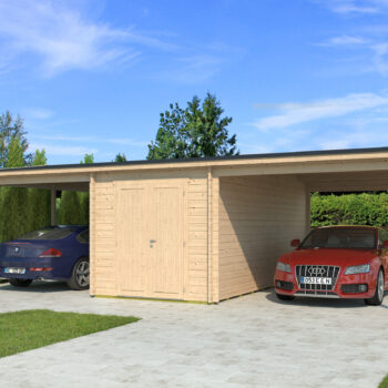 Gartenhausfabrik Doppel-Carport Hans 44, Abstellraum, Dicke 44 mm