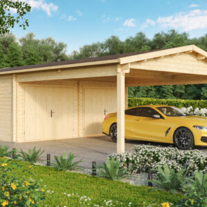 Gartenhausfabrik Doppelgarage Erki 44, Carport, Dicke 44 mm