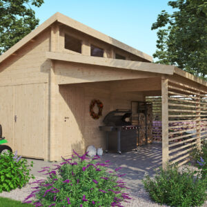 Gartenhausfabrik Holzgarage Morten 44, Carport, Dicke 44 mm