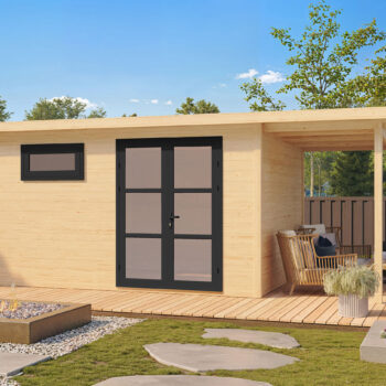 Gartenhausfabrik Gartenhaus Alu Line 28E Außenmaße 400 x 300 cm, Seitendach 150 cm, Grundfläche 16,50 m2