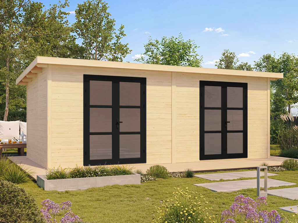 Gartenhausfabrik Fjordholz Gartenhaus Alu Line 28-H, Maße 600×300 cm, Dicke 28 mm