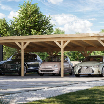 Gartenhausfabrik Fjordholz Carport Modell X3 Dach aus Massivholz 18 mm stark