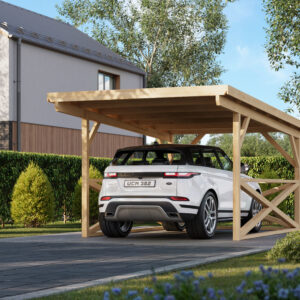 Gartenhausfabrik Fjordholz Carport Modell X1, Dach aus 18 mm starken Nut- und Federbrettern