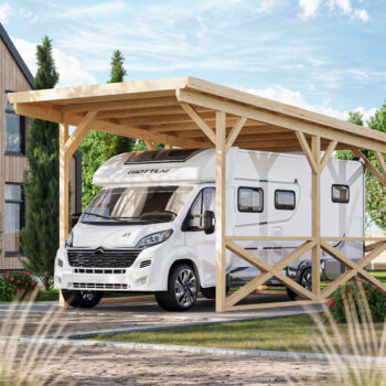 Gartenhausfabrik Fjordholz Carport Modell X Womo, Durchfahrtshöhe hoch, Massive Holzkonstruktion