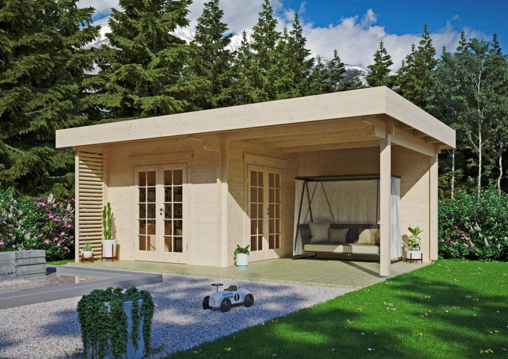 Gartenhausfabrik Gartenlounge Petra 44 B, Abmessungen 4,30 m x 1,20 m x 1,08 m