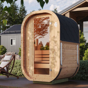Gartenhausfabrik Fass-Sauna Cubus-1, Dicke 40 mm
