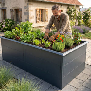 Gartenhausfabrik StarLine Metall Hochbeet XL, Länge über 2 m, Fläche ca. 2 m2, Material verzinkter Stahl