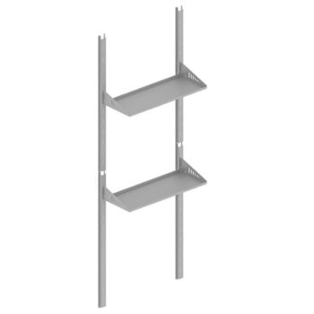 Gartenhausfabrik Regalset zur Wandmontage 64 x 25 cm BxT, 4 Wandschienen, 2 Regalböden