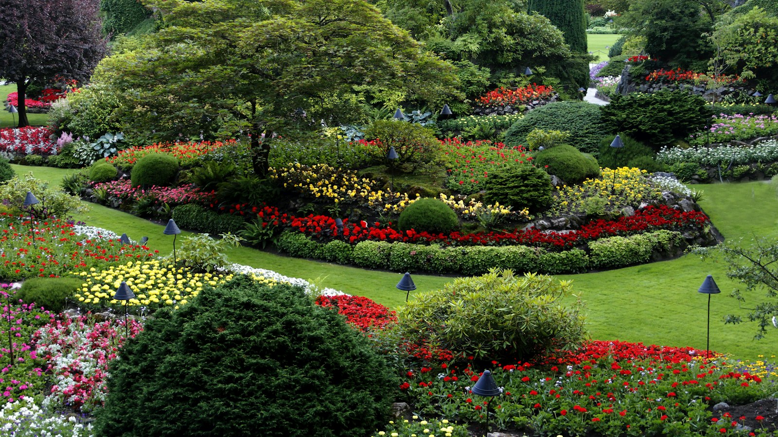 GaLaBau Nürnberg: Was die Leitmesse für den eigenen Garten bringt Natur Allianz Bepflanzte Beete mit Sommerblumen und geschnittenen Sträuchern in einer Parkanlage